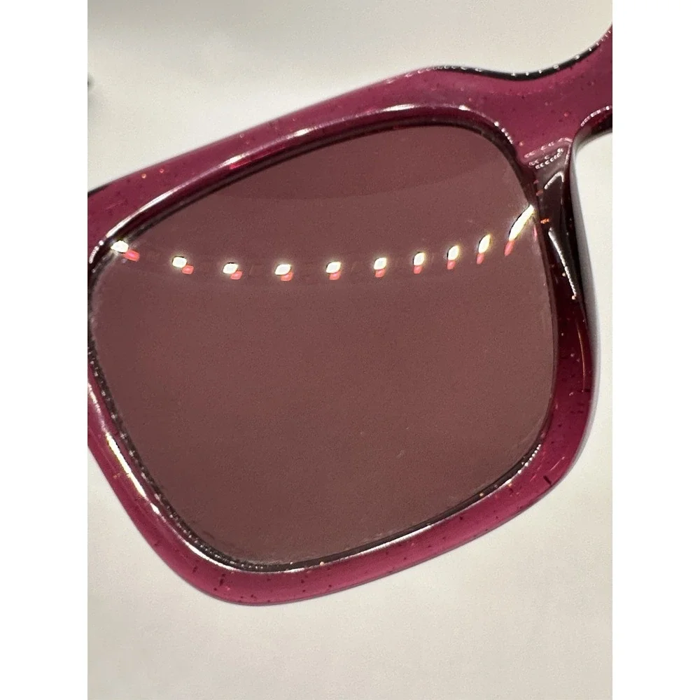 DIFF Eyewear Bella Oversized Square Sunglasses Pink Burgundy Gold‎ w Case EUC!